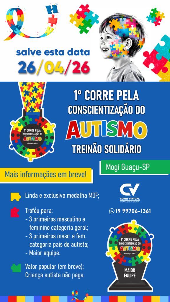 Cartaz do evento 1º Corre pela Conscientização do Autismo